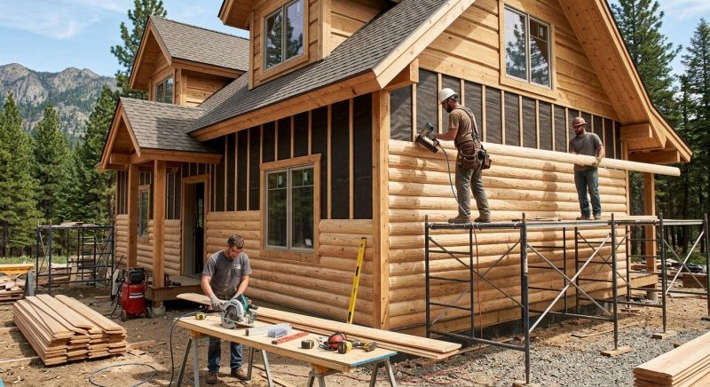 Log Siding Installation in Wells, ME